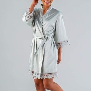 Kennedy Blue Satin and Lace Robes‎ Bundle of 2. White and Light Green. One size.